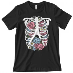 Wicked Clothes Bones Floral Rib Cage Shirt