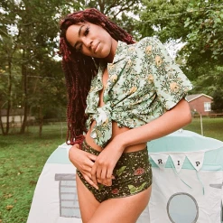 Wicked Clothes Button-Ups Floral Bats Button-Up Shirt