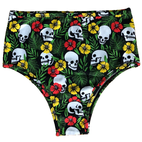 Wicked Clothes 'Tropical Skulls' High-Waisted Underwear New 3 Wicked Clothes 'Tropical Skulls' High-Waisted Underwear New