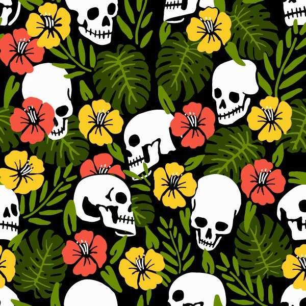 Wicked Clothes 'Tropical Skulls' High-Waisted Underwear New 4 Wicked Clothes 'Tropical Skulls' High-Waisted Underwear New